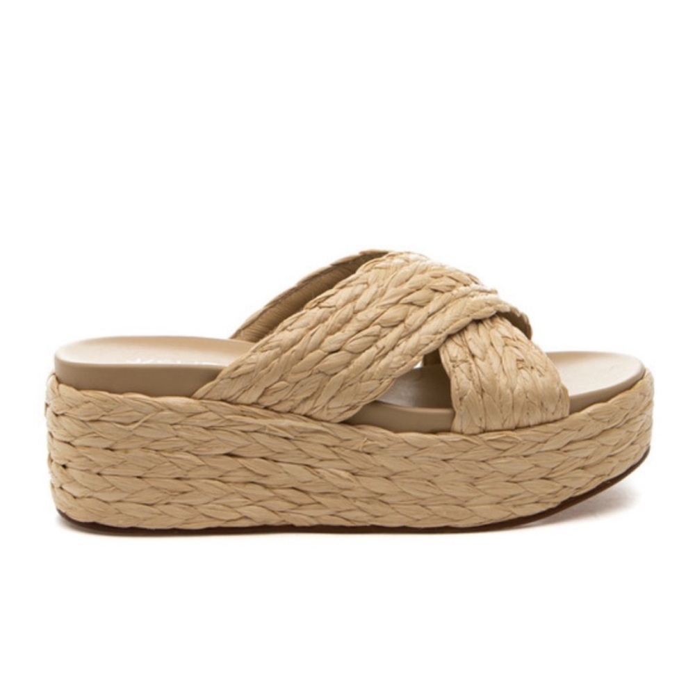 NWT J/SLIDES QUIVER Natural Raffia Sandal - Picture 1 of 15